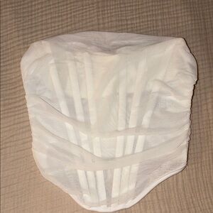 White Strapless Sheer Mesh Bustier Top